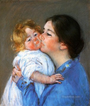 klimt kiss Painting - A Kiss For Baby Anne mothers children Mary Cassatt